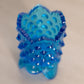 Vintage Fenton Small Blue Glass Hobnail Toothpick Holder