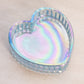 Vintage Fenton Small Blue Iridescent Heart Dish (Missing Lid)