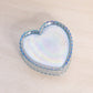 Vintage Fenton Small Blue Iridescent Heart Dish (Missing Lid)
