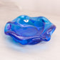 Vintage Fenton Small Bluw Glass Swirl Dish with Textured Bottom