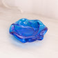 Vintage Fenton Small Bluw Glass Swirl Dish with Textured Bottom