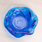 Vintage Fenton Small Bluw Glass Swirl Dish with Textured Bottom