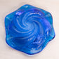 Vintage Fenton Small Bluw Glass Swirl Dish with Textured Bottom