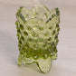 Vintage Fenton Small Green Glass Hobnail Toothpick Holder