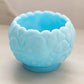 Vintage Fenton Small Matte Blue Glass Water Lily Bowl