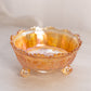 Vintage Fenton Small Orange Iridescent Carnival Glass Butterfly Bowl