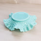 Vintage Fenton Small Turquoise Milk Glass Hobnail Dish with Ruffle Edge