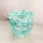 Vintage Fenton Teal Iridescent Opalescent Glass Vase with Ruffle Edge