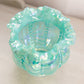 Vintage Fenton Teal Iridescent Opalescent Glass Vase with Ruffle Edge