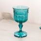 Vintage Fenton Teal Royale Empree Glass Goblet with Fancy Designs