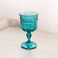 Vintage Fenton Teal Royale Empree Glass Goblet with Fancy Designs