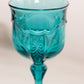 Vintage Fenton Teal Royale Empree Glass Goblet with Fancy Designs