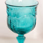 Vintage Fenton Teal Royale Empree Glass Goblet with Fancy Designs