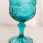 Vintage Fenton Teal Royale Empree Glass Goblet with Fancy Designs