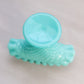 Vintage Fenton Turquoise Milk Glass Hobnail Mini Fan Vase