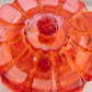 Vintage Fenton Valencia Amberina Glass Footed Lidded Dish (Glows)