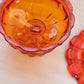Vintage Fenton Valencia Amberina Glass Footed Lidded Dish (Glows)