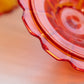 Vintage Fenton Valencia Amberina Glass Footed Lidded Dish (Glows)