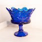 Vintage Fostoria Glass Blue Crown Compote