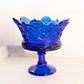 Vintage Fostoria Glass Blue Crown Compote
