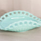 Vintage Fostoria Randolph Aqua Milk Glass Oval Lattice Edge Curved Dish