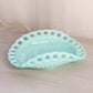 Vintage Fostoria Randolph Aqua Milk Glass Oval Lattice Edge Curved Dish