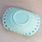 Vintage Fostoria Randolph Aqua Milk Glass Oval Lattice Edge Curved Dish