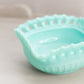 Vintage Fostoria Randolph Aqua Milk Glass Square Bowl with Lattice Edge