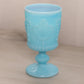 Vintage French Light Blue Milk Glass Decanter with 5 Glasses Set