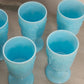 Vintage French Light Blue Milk Glass Decanter with 5 Glasses Set