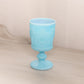Vintage French Light Blue Milk Glass Decanter with 5 Glasses Set