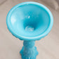 Vintage French Portieux Vallérysthal Ornate Blue Glass Circular Base Candlestick