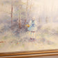 Vintage Girl in Blue Dress Walking to House Painting