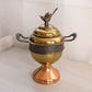 Vintage Gold Copper Silver Tone Metal Bird Finial Handled Lidded Dish