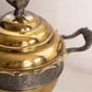 Vintage Gold Copper Silver Tone Metal Bird Finial Handled Lidded Dish