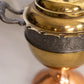 Vintage Gold Copper Silver Tone Metal Bird Finial Handled Lidded Dish