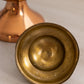 Vintage Gold Copper Silver Tone Metal Bird Finial Handled Lidded Dish