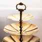 Gold Tone Brass 3-Tiered Serving Tray with Fancy Handle