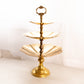 Gold Tone Brass 3-Tiered Serving Tray with Fancy Handle