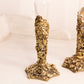 Vintage Gold Tone Metal Floral Bud Vase with Clear Glass Insert