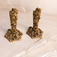 Vintage Gold Tone Metal Floral Bud Vase with Clear Glass Insert