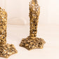 Vintage Gold Tone Metal Floral Bud Vase with Clear Glass Insert