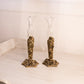 Vintage Gold Tone Metal Floral Bud Vase with Clear Glass Insert