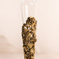 Vintage Gold Tone Metal Floral Bud Vase with Clear Glass Insert