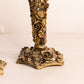 Vintage Gold Tone Metal Floral Bud Vase with Clear Glass Insert