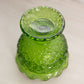 Vintage Green Glass Daisy & Button Lidded Footed Dish