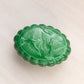 Vintage Green Slag Glass Lidded Dish with Bird Designs