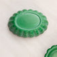 Vintage Green Slag Glass Lidded Dish with Bird Designs