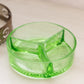 Vintage Green Uranium Glass Dish with Silver Tone Metal Caddy (Glows)