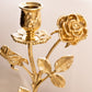 Vintage Hampton Brass Tall Brass Gold Tone Floral Candleholder